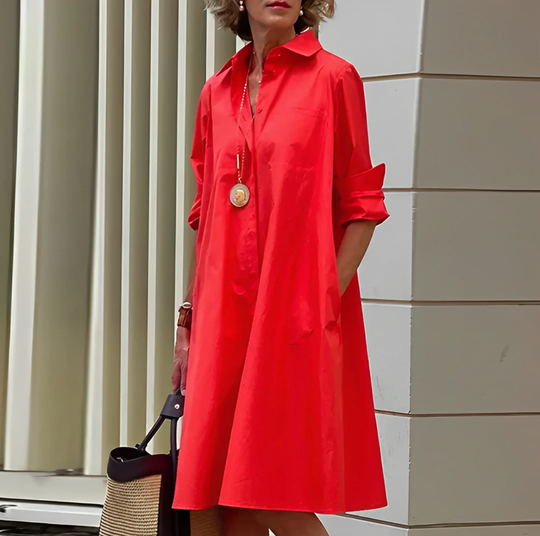 Linnen Blousejurk Dames Met Lange Mouwen - Anouk