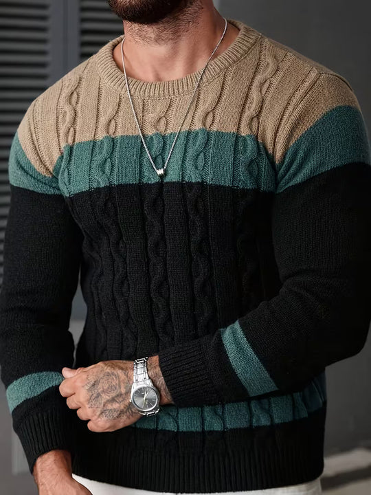 Roberto - Stijlvolle Kabel Ronde Hals Trui