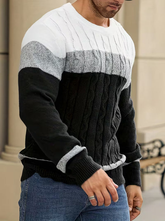 Roberto - Stijlvolle Kabel Ronde Hals Trui