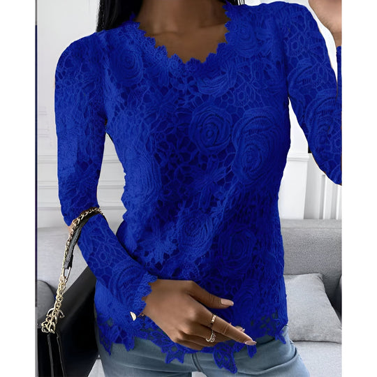 Clarisse - Elegante Kanten Dames Blouse Lange Mouwen