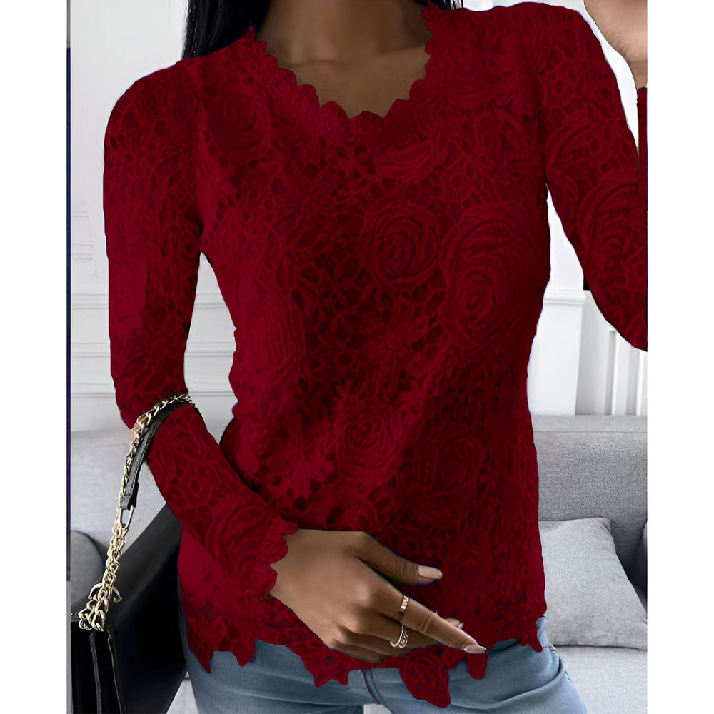 Clarisse - Elegante Kanten Dames Blouse Lange Mouwen