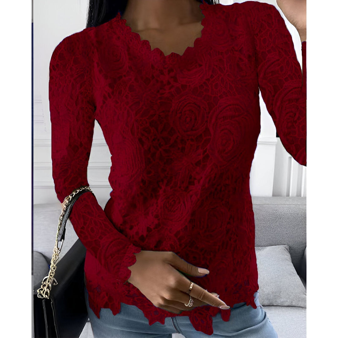 Clarisse - Elegante Kanten Dames Blouse Lange Mouwen
