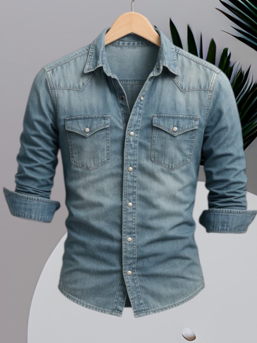 Dante - Denim Overhemd Lange Mouw Stoer Heren