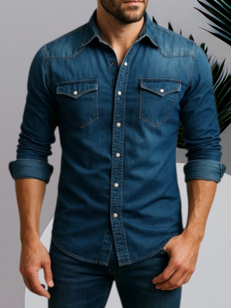 Dante - Denim Overhemd Lange Mouw Stoer Heren