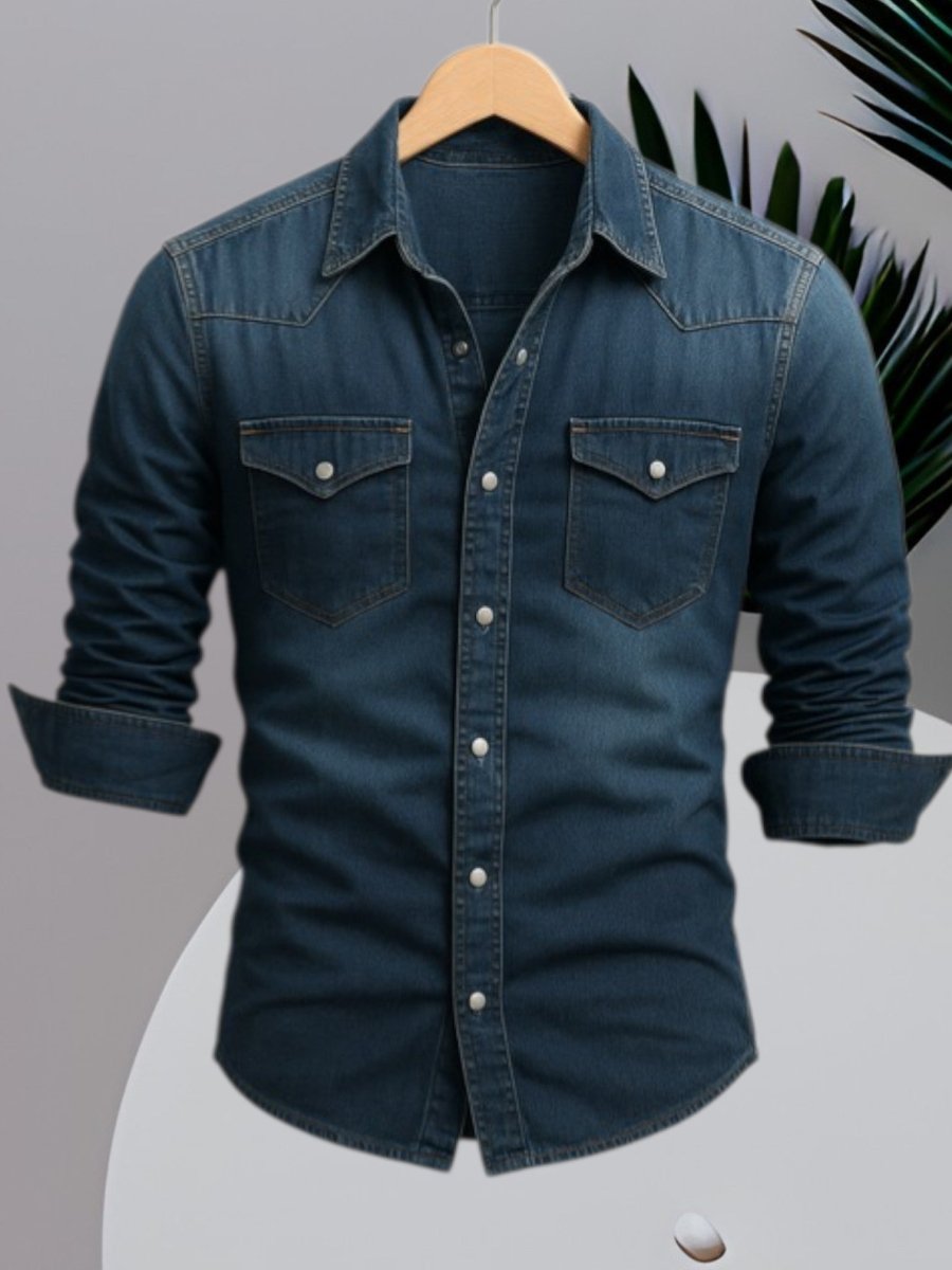 Dante - Denim Overhemd Lange Mouw Stoer Heren