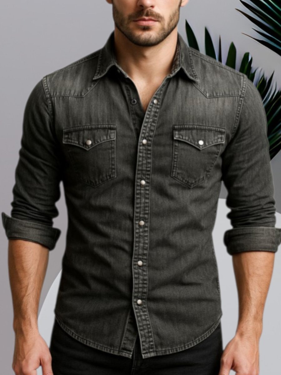 Dante - Denim Overhemd Lange Mouw Stoer Heren