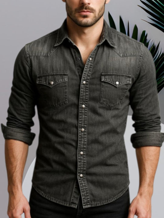 Dante - Denim Overhemd Lange Mouw Stoer Heren