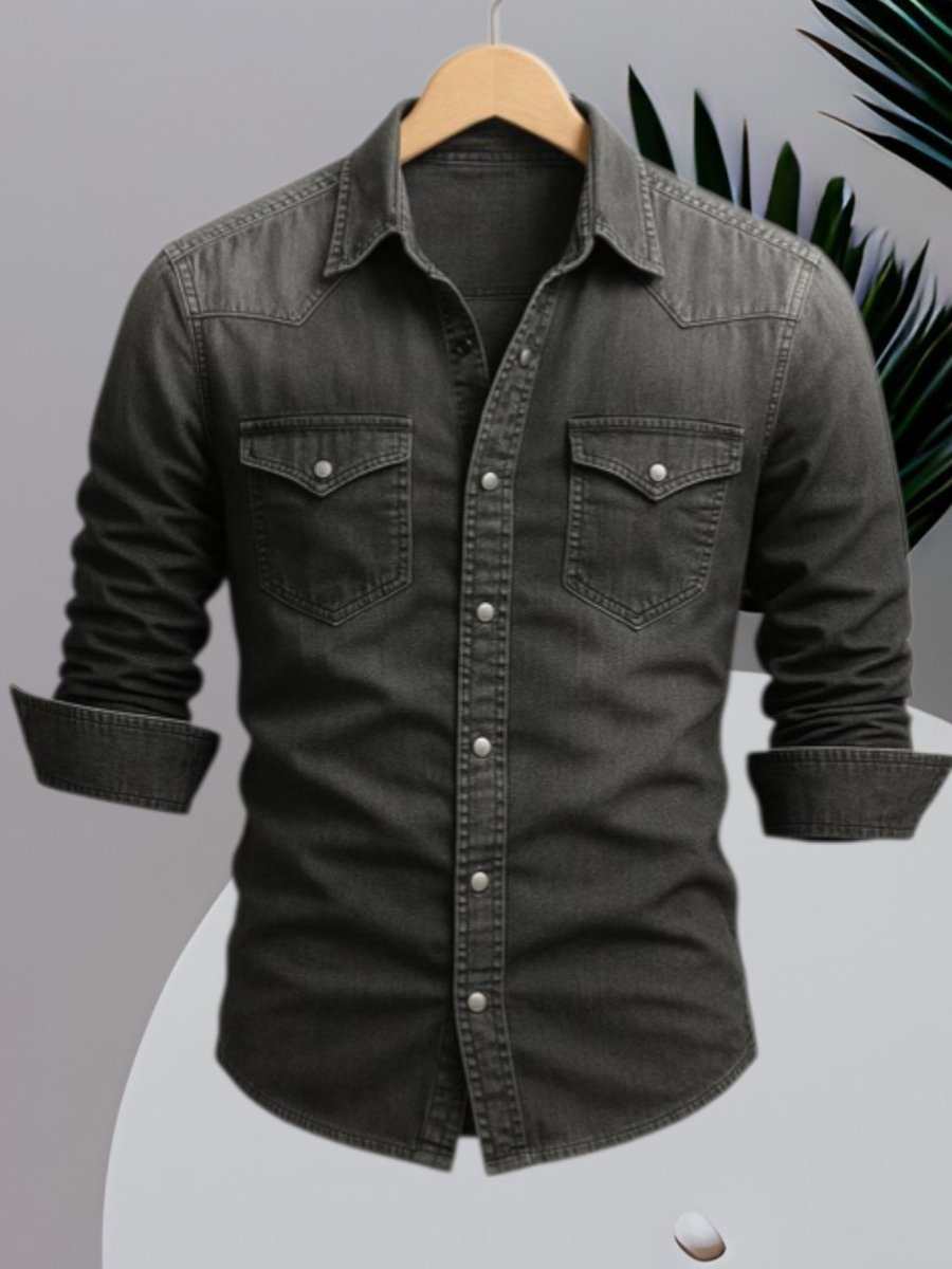 Dante - Denim Overhemd Lange Mouw Stoer Heren