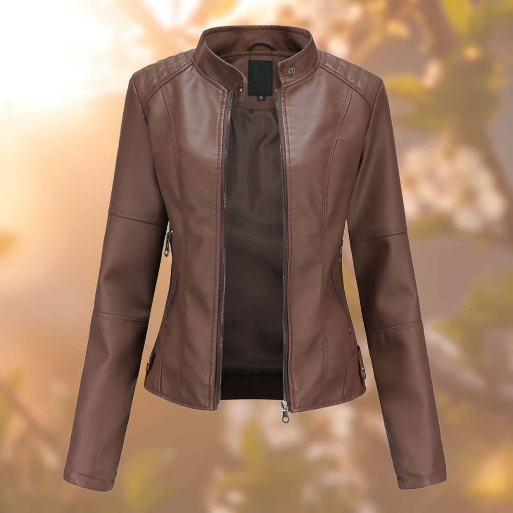 Karin | Elegante Slim Fit Leren Bikerjack
