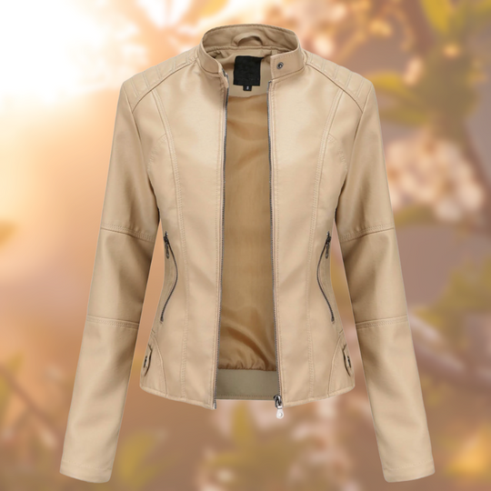 Karin | Elegante Slim Fit Leren Bikerjack