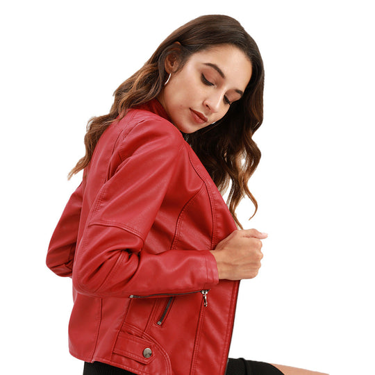 Karin | Elegante Slim Fit Leren Bikerjack