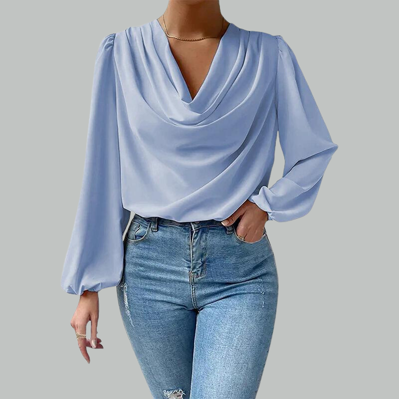 Chiffon Blouse Dames Met Gedrapeerde Hals - Vienne