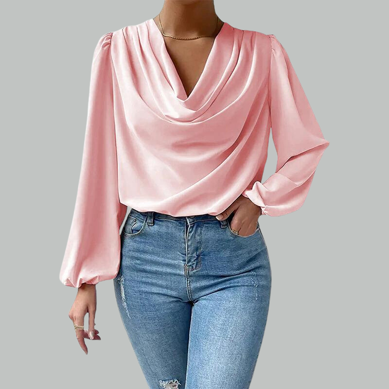 Chiffon Blouse Dames Met Gedrapeerde Hals - Vienne