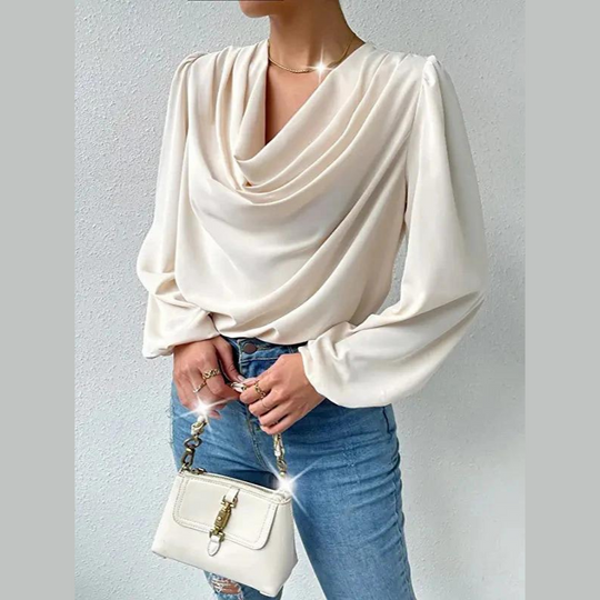 Chiffon Blouse Dames Met Gedrapeerde Hals - Vienne