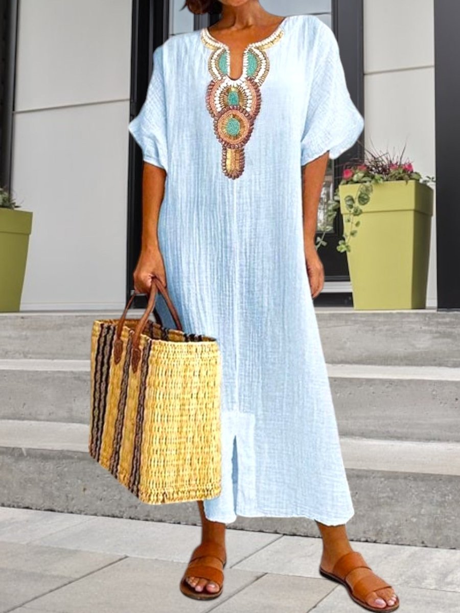Yara - Boho Jurk met Geborduurd Ontwerp Dames