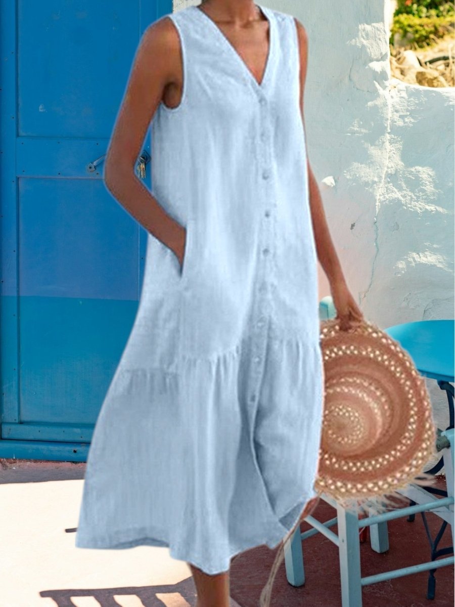 Marion - Comfortabele Linnen Maxi Jurk