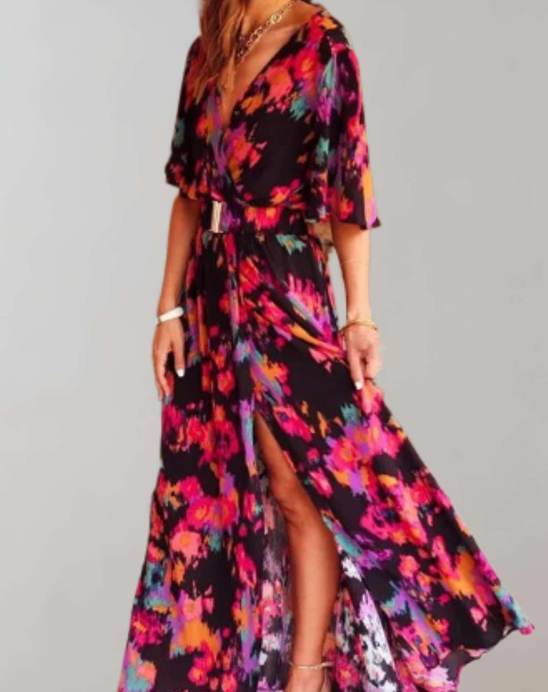 Zara - Boho Maxi Jurk met Split en Wijde Mouwen Dames