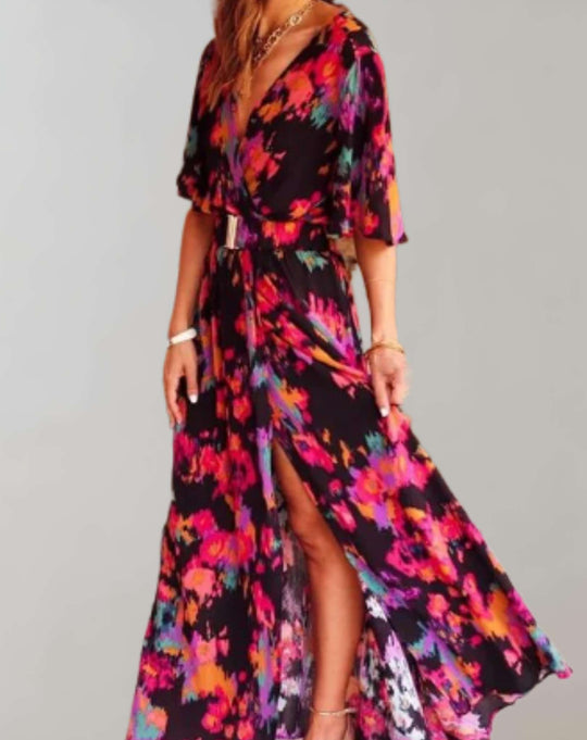 Zara - Boho Maxi Jurk met Split en Wijde Mouwen Dames