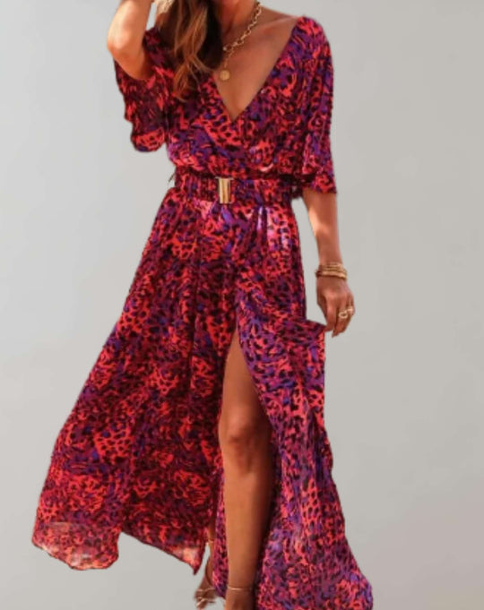 Zara - Boho Maxi Jurk met Split en Wijde Mouwen Dames