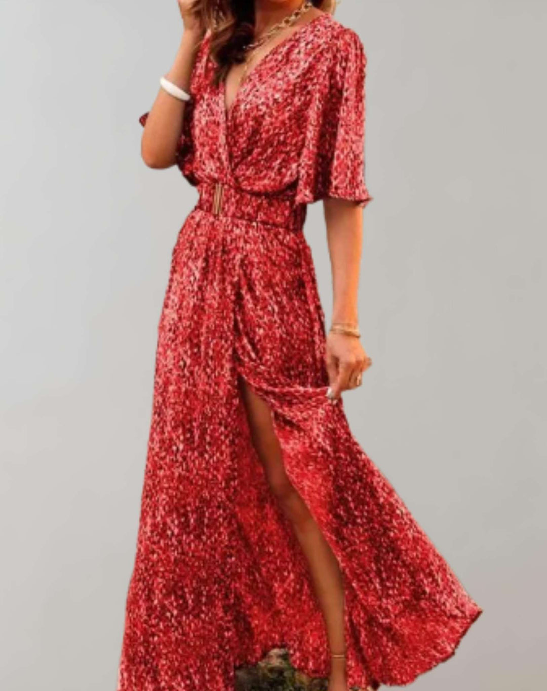 Zara - Boho Maxi Jurk met Split en Wijde Mouwen Dames
