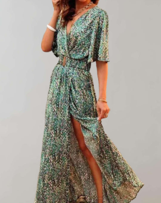 Zara - Boho Maxi Jurk met Split en Wijde Mouwen Dames
