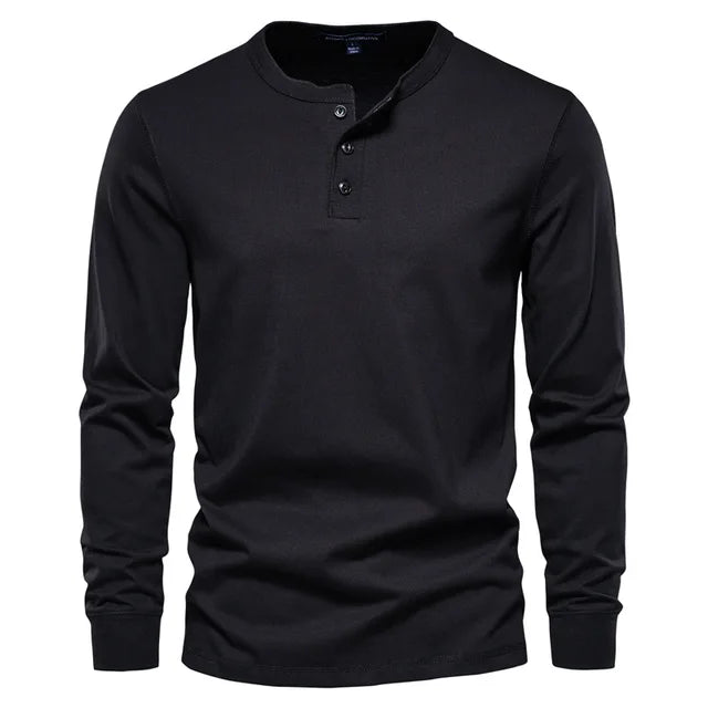 Ed - Lange Mouw Henley T-Shirt - Comfortabel - Heren-1
