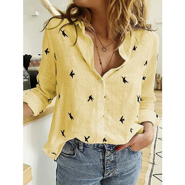 Aurora - Luchtige Linnen Blouse Lange Mouw Dames