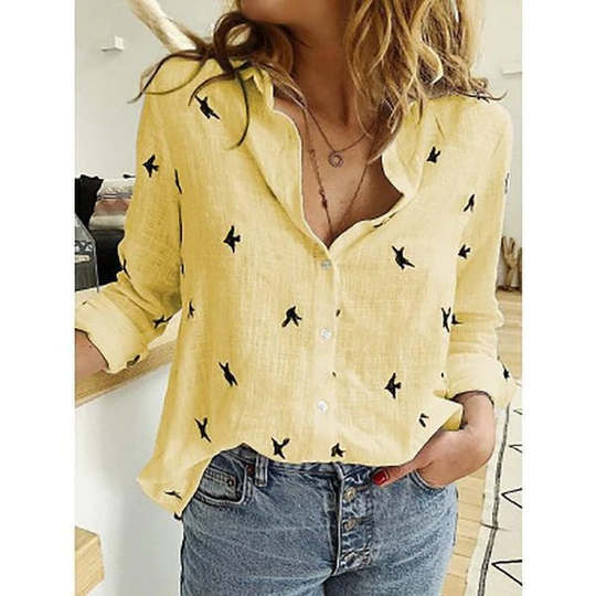 Aurora - Luchtige Linnen Blouse Lange Mouw Dames