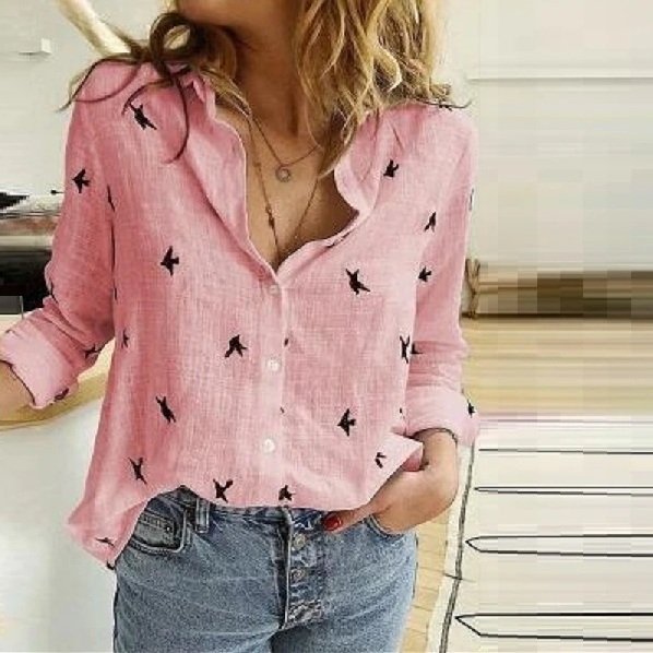 Aurora - Luchtige Linnen Blouse Lange Mouw Dames