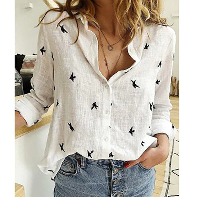 Aurora - Luchtige Linnen Blouse Lange Mouw Dames