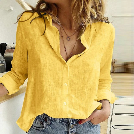 Aurora - Luchtige Linnen Blouse Lange Mouw Dames