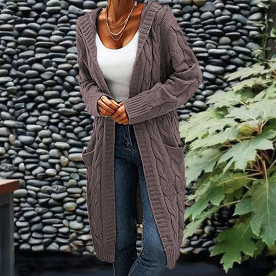 Rachel - Elegant Lang Kabelgebreid Vest