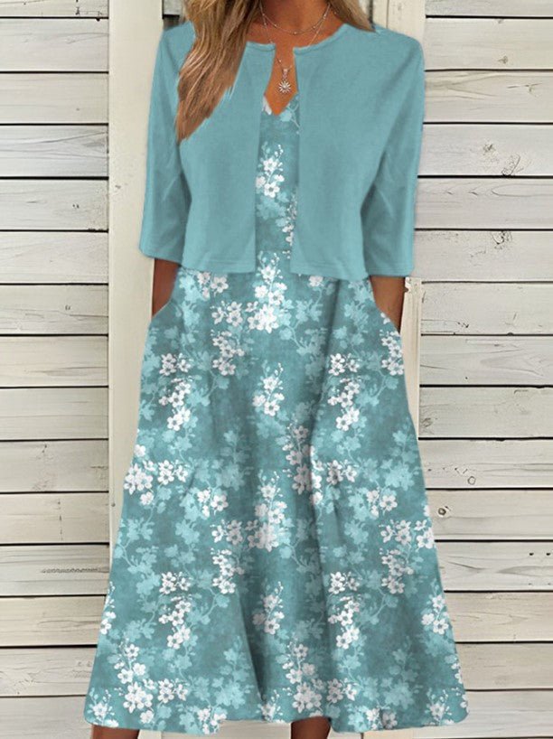 Fleur - Stijlvolle Jurk met Bolero Bloemenprint Dames