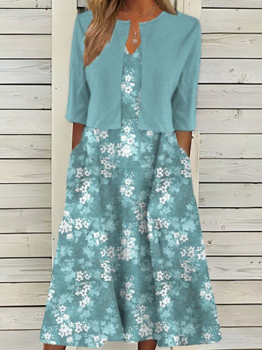 Fleur - Stijlvolle Jurk met Bolero Bloemenprint Dames