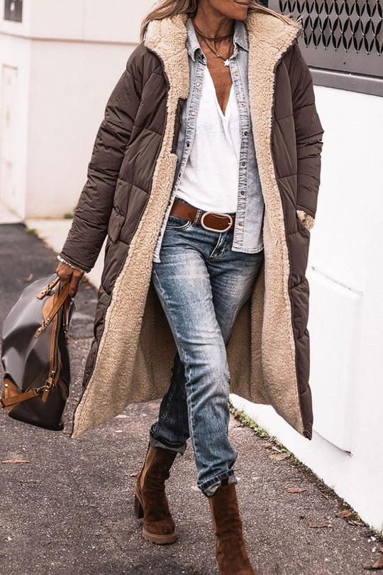 Renate - Elegante Teddy Lange Gewatteerde Winterjas
