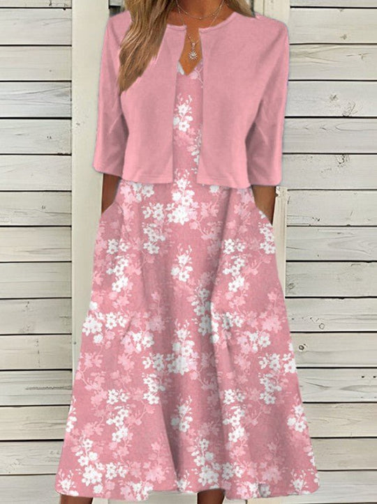 Fleur - Stijlvolle Jurk met Bolero Bloemenprint Dames