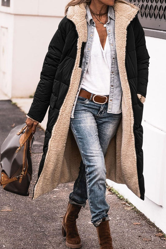 Renate - Elegante Teddy Lange Gewatteerde Winterjas