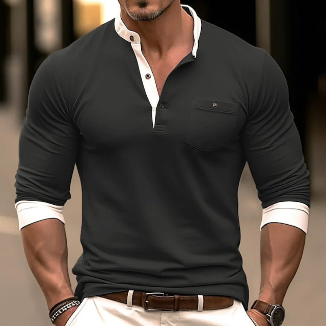 Adriano - Stijlvol Henley Shirt Lange Mouw Heren