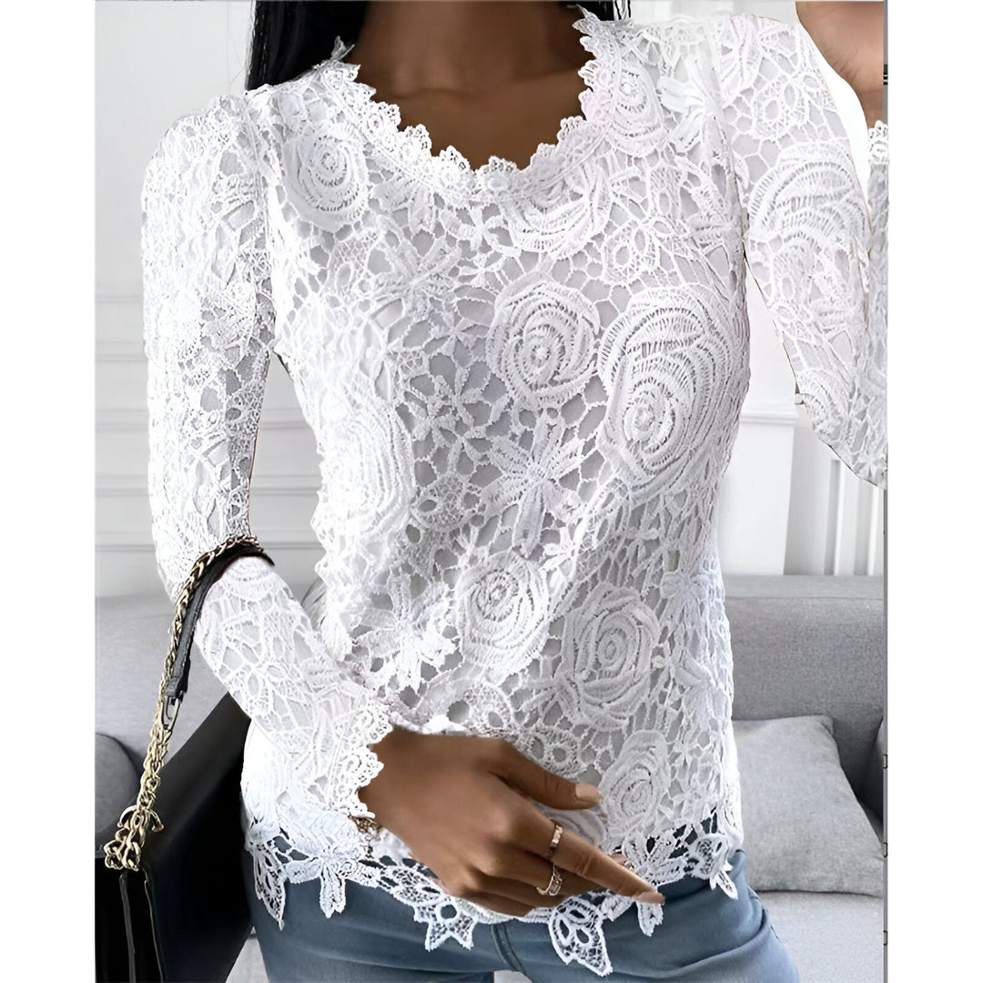 Clarisse - Elegante Kanten Dames Blouse Lange Mouwen
