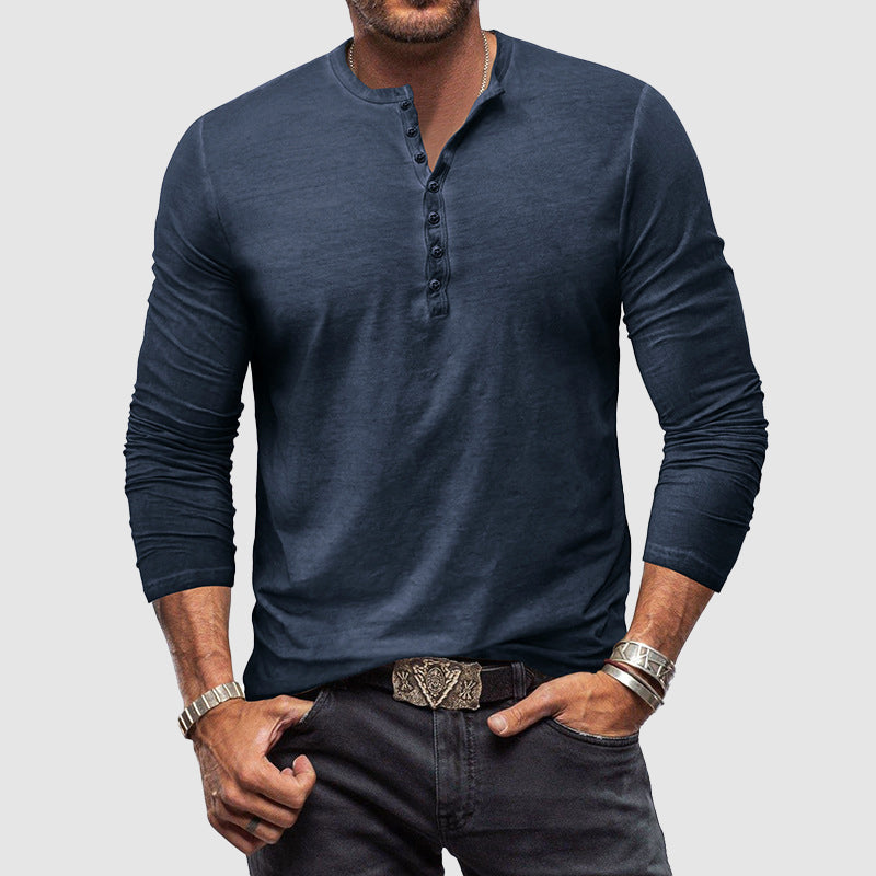 Theo - Stijlvol Henley Shirt Lange Mouw Heren