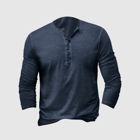 Theo - Stijlvol Henley Shirt Lange Mouw Heren