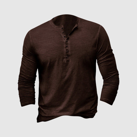 Theo - Stijlvol Henley Shirt Lange Mouw Heren