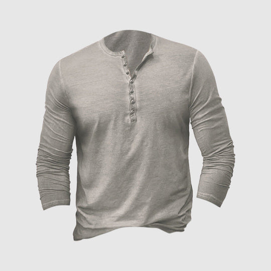 Theo - Stijlvol Henley Shirt Lange Mouw Heren