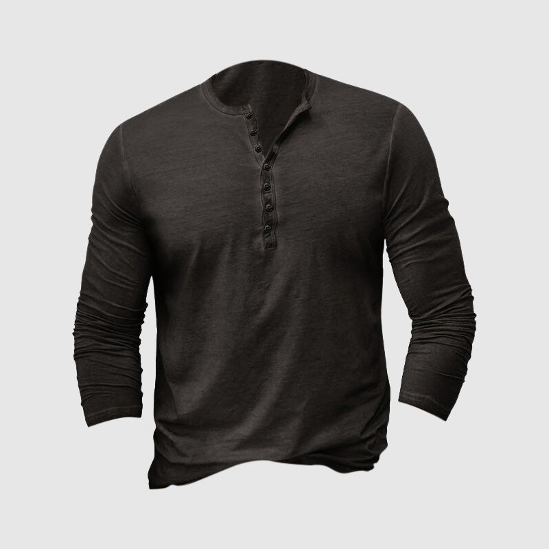 Theo - Stijlvol Henley Shirt Lange Mouw Heren