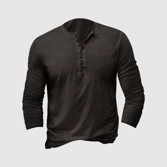 Theo - Stijlvol Henley Shirt Lange Mouw Heren