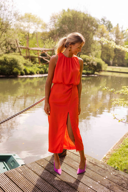 Vera - Elegante Midi Jurk met Split Dames