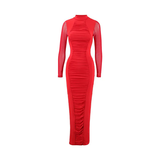 Isabelle – Lange geplooide bodycon-jurk voor een elegante avond