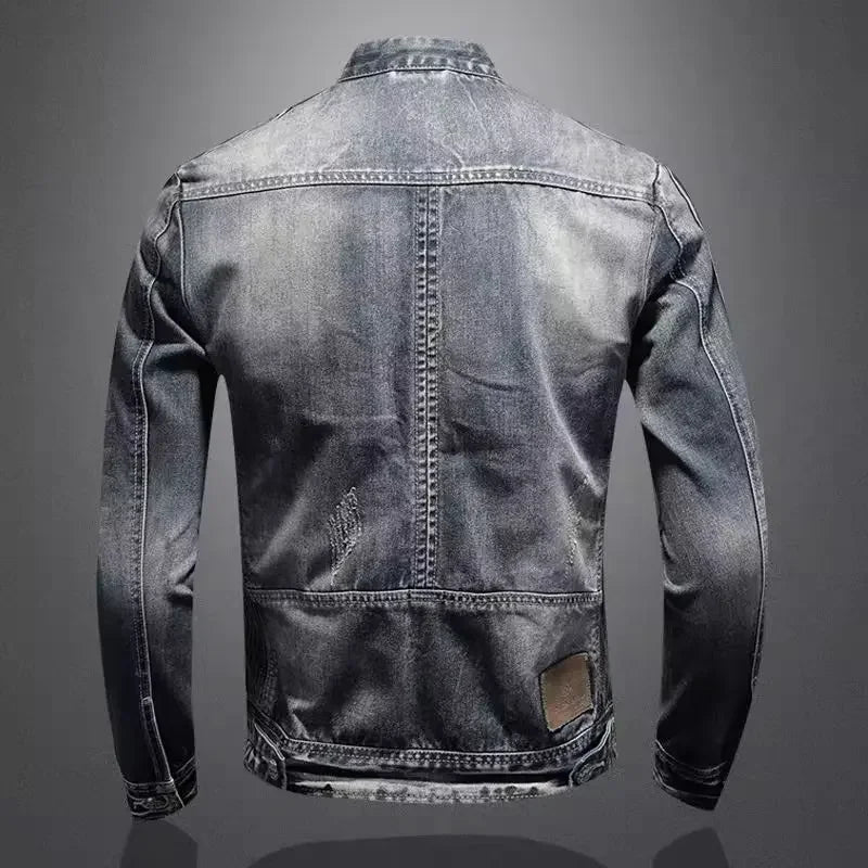 Cristiano | Stijlvolle Vintage Denim Bikerjack