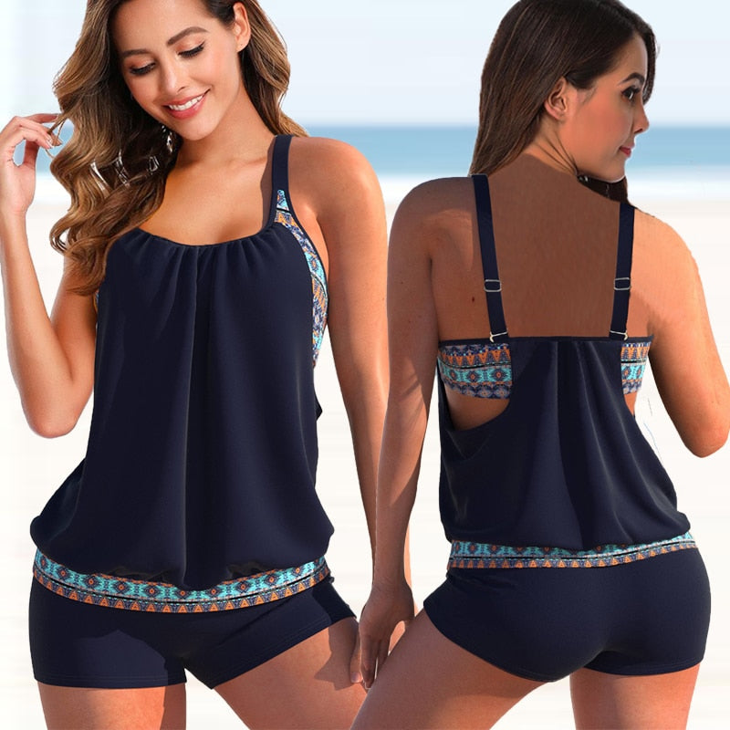 Zayna - Tweekleurige Tankini-Set met Luxe Afwerking