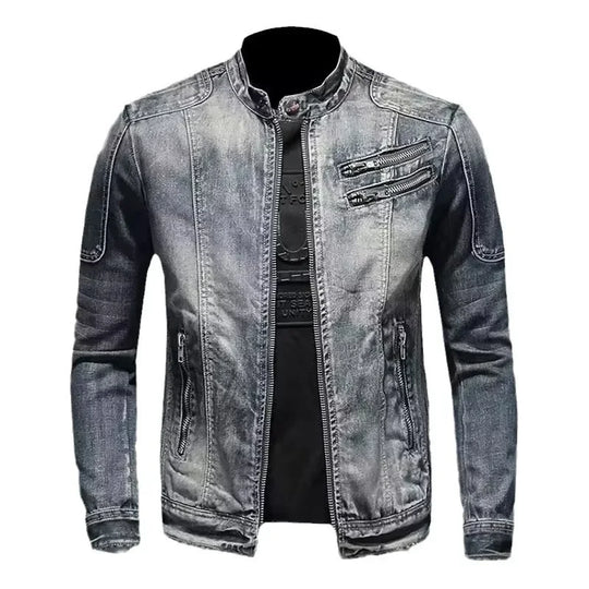 Cristiano | Stijlvolle Vintage Denim Bikerjack